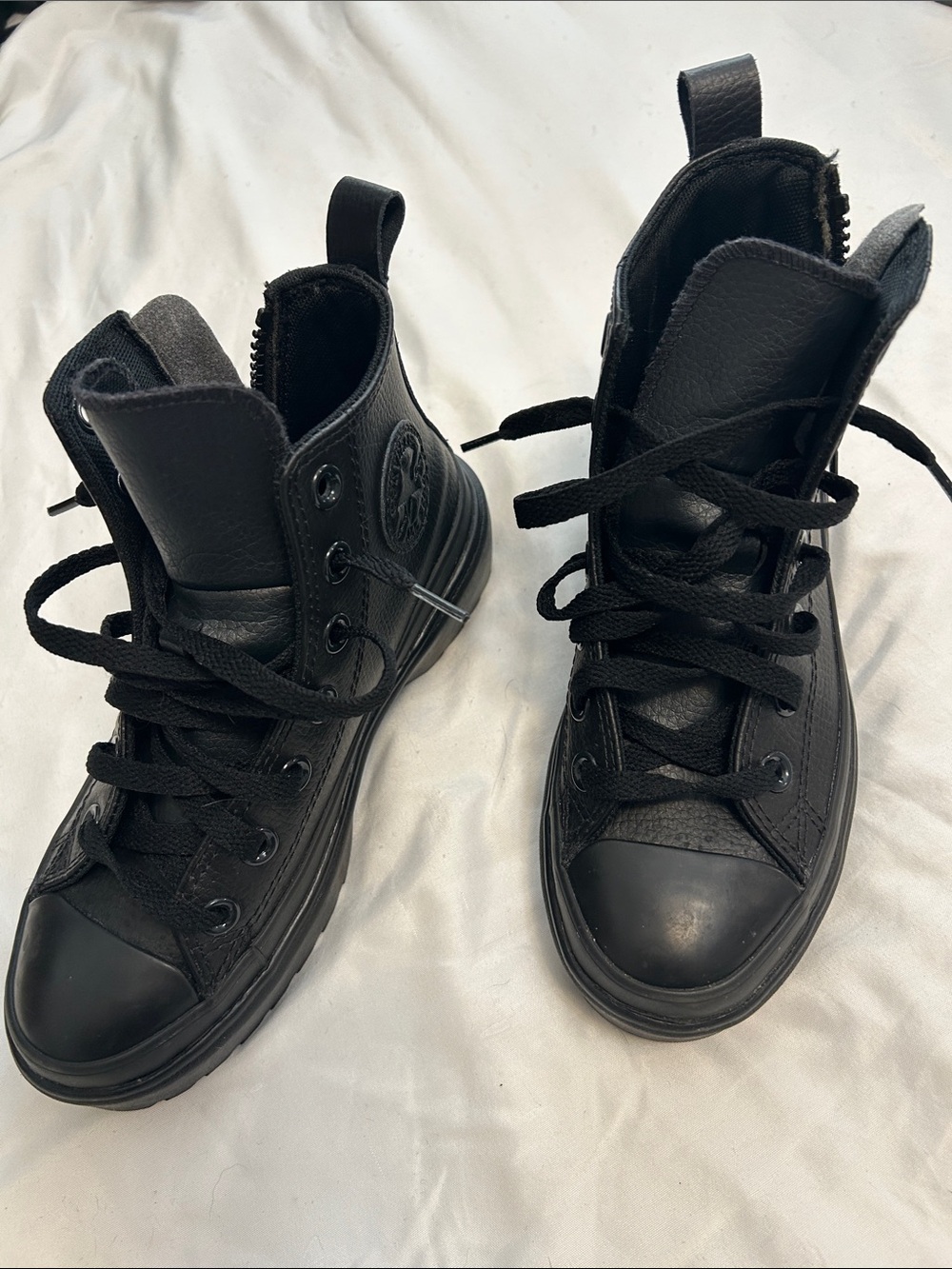 Converse Kids Black High-Top Lace-Up Sneakers - Picture 2 of 5